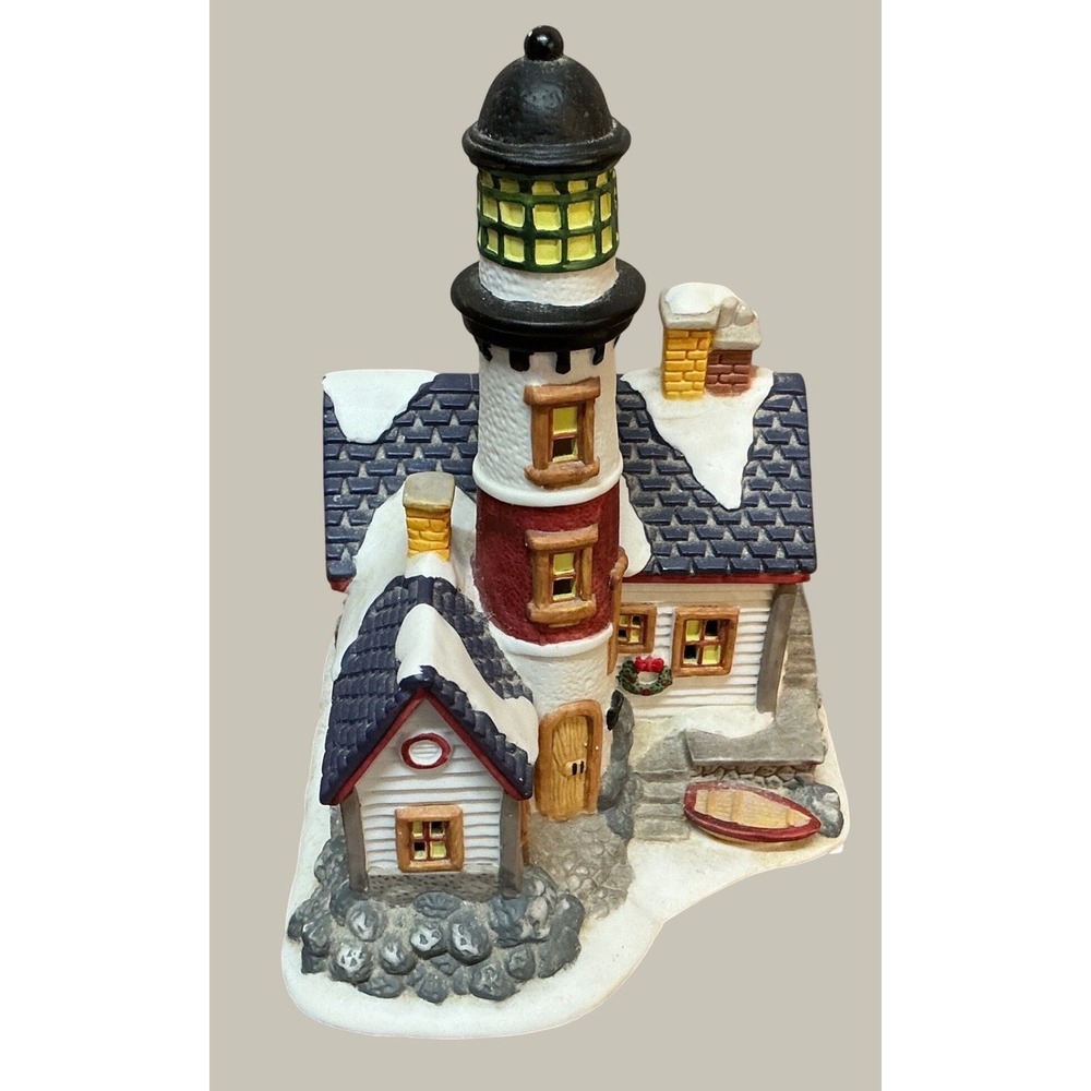 St. Nicholas Square Vintage 1997 Lighthouse Village Illuminated Porcelain Decor